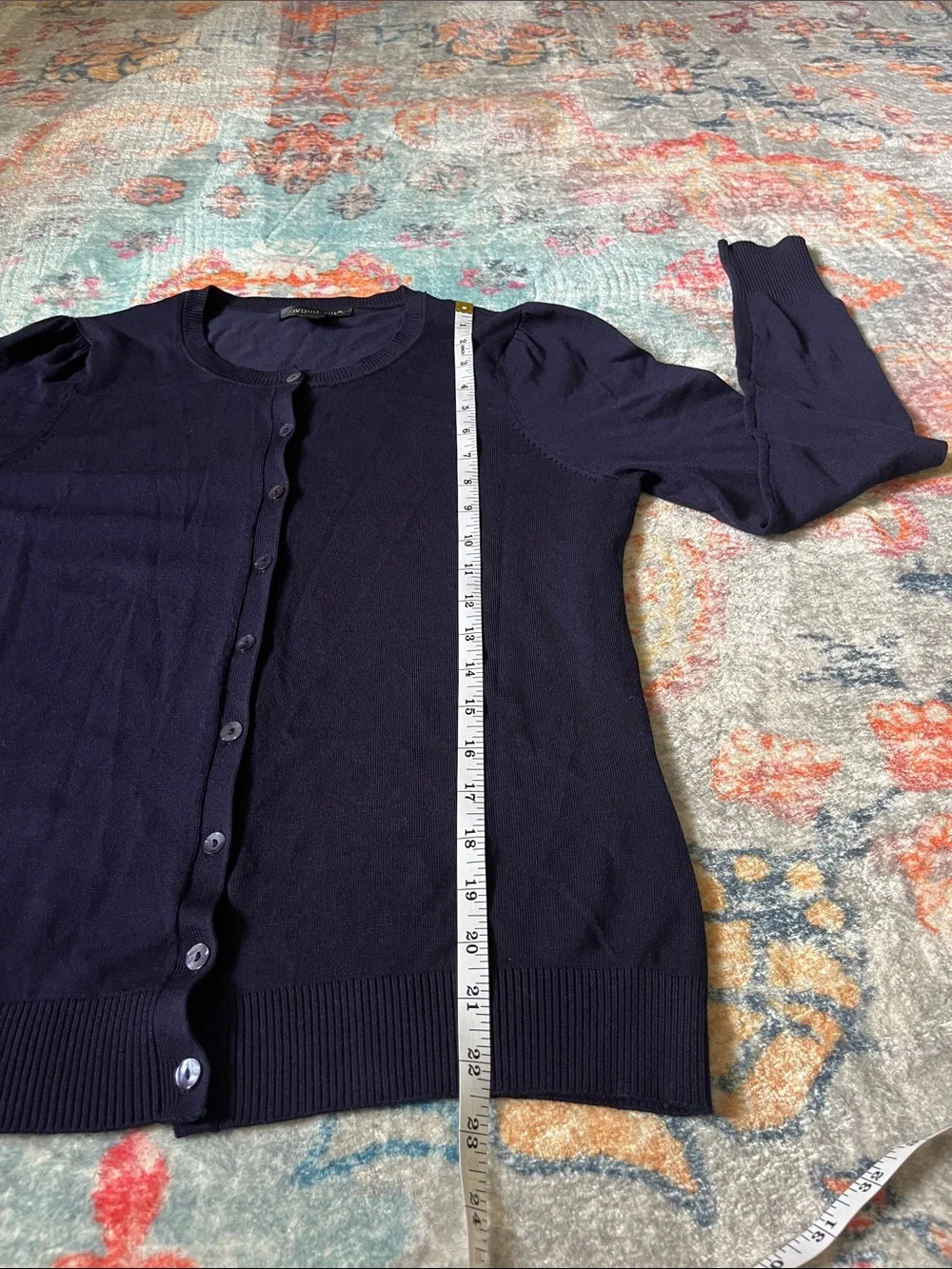 august silk Navy Round-Neck Button Cardigan - Picture 3 of 5